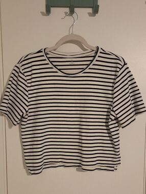 Able Navy and Cream Striped Short Sleeve Tee
